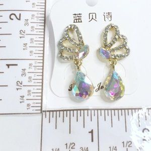 Prom Pageant Bridal Jewelry - AB Crystal Bridal Prom Pageant Drop Earrings Prom Pageant Bridal Jewelry - AB Crystal Bridal Prom Pageant Drop Earrings